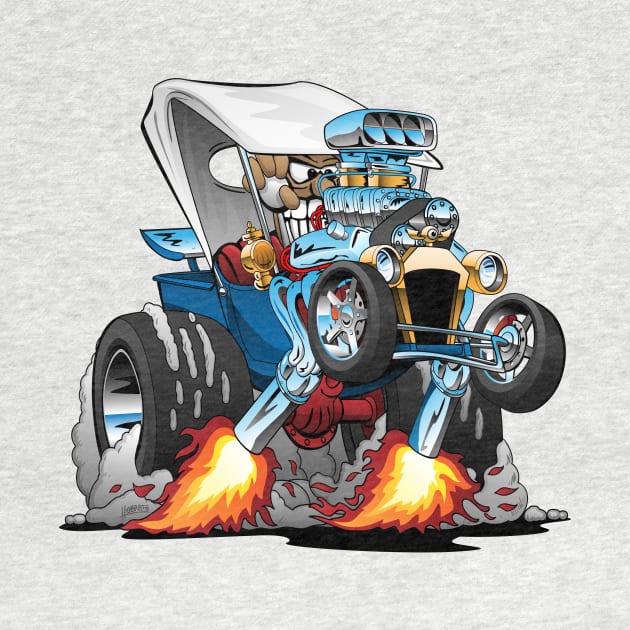 Custom T-bucket Roadster Hotrod Cartoon Illustration by hobrath